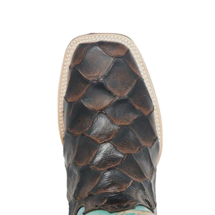 Women's 'Kennedy' Ostrich Print Square Toe Boots Black - 6