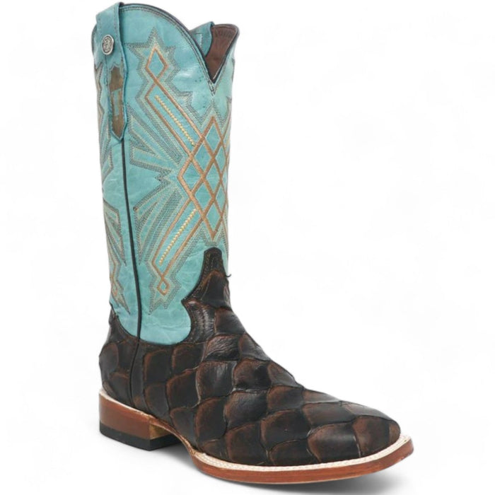 Women's 'Kennedy' Ostrich Print Square Toe Boots Black - 6