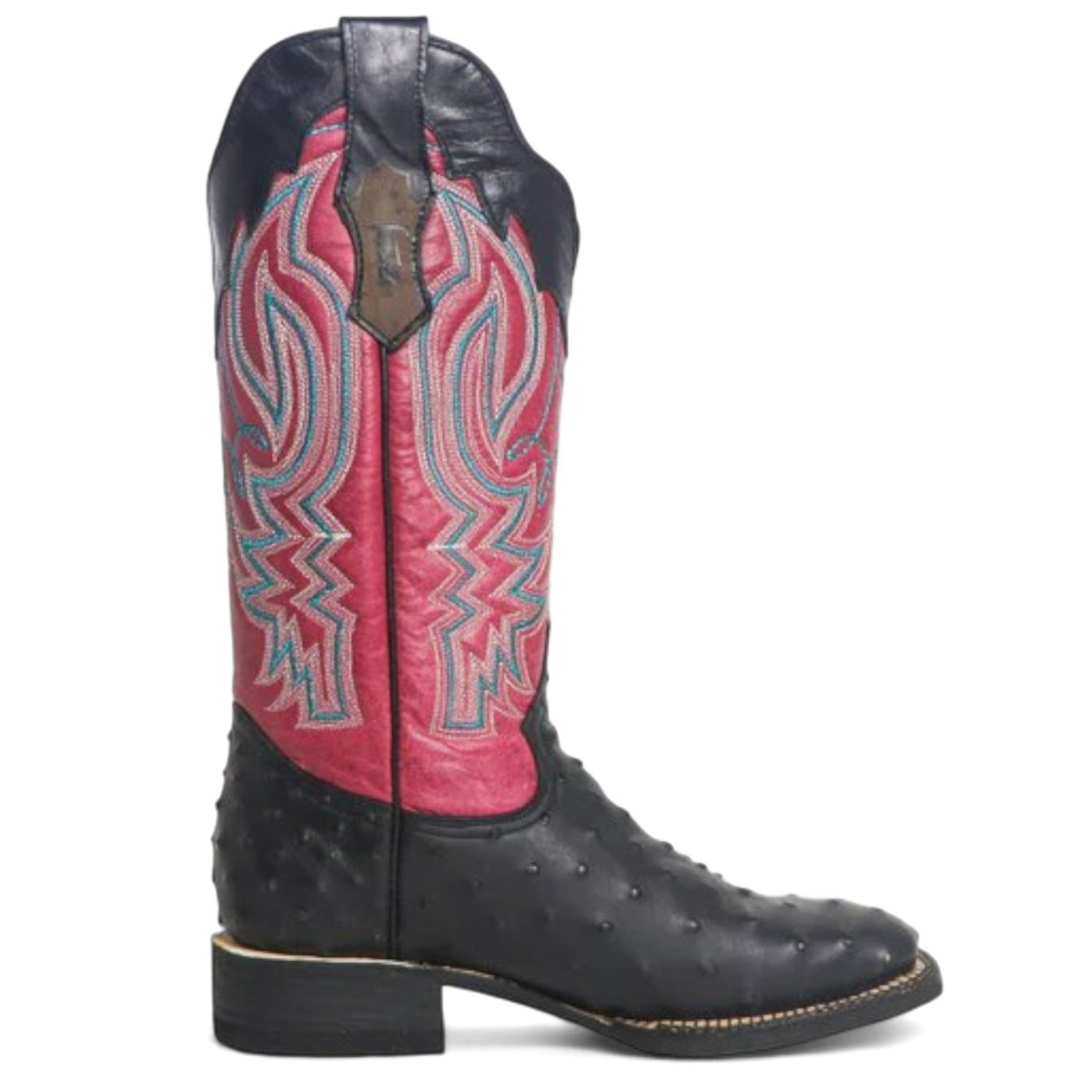 Tanner Mark Women's 'Kennedy' Ostrich Print Square Toe Boots Black - 5