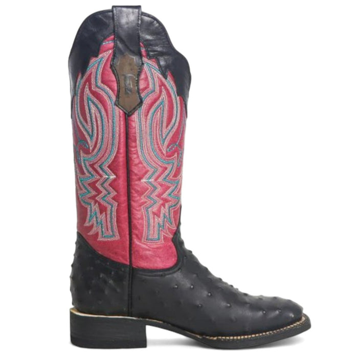 Women's 'Brooke' Ostrich Print Square Toe Boots Chocolate - 6