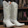 Tanner Mark Women's Leah Snip Toe Leather Boots White