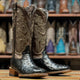 Tanner Mark Women's Ostrich Print Square Toe Boots Black