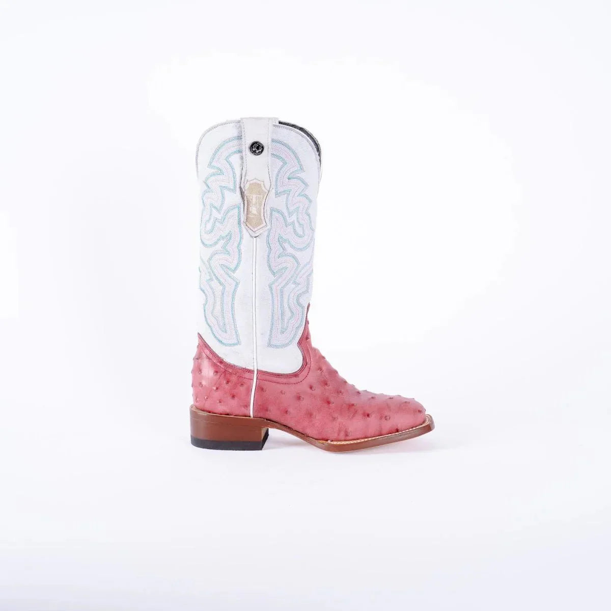 Tanner Mark Women's Ostrich Print Square Toe Boots Pink - 5