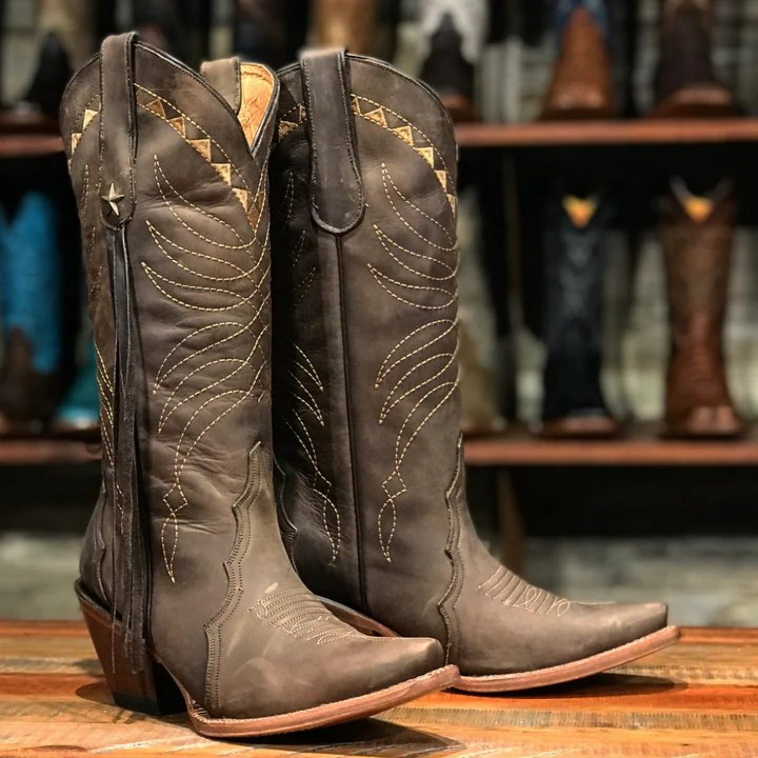 Tanner Mark Women's Pearland Snip Toe Leather Boots Brown - 5