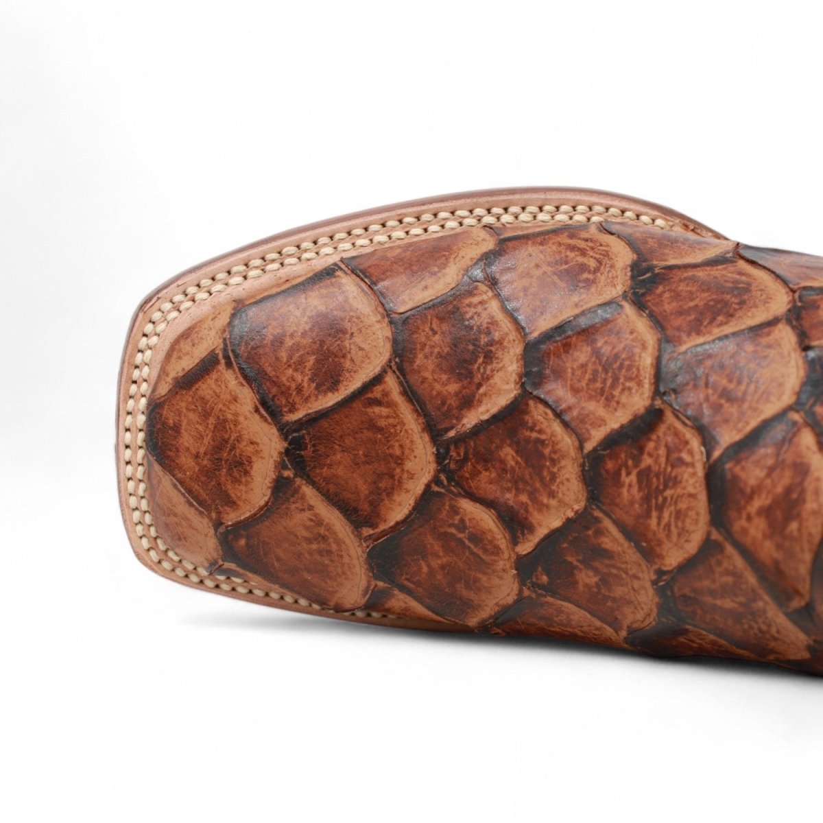 Tanner Mark Women's Pistol Print Monster Fish Square Toe Boots Cognac - 5