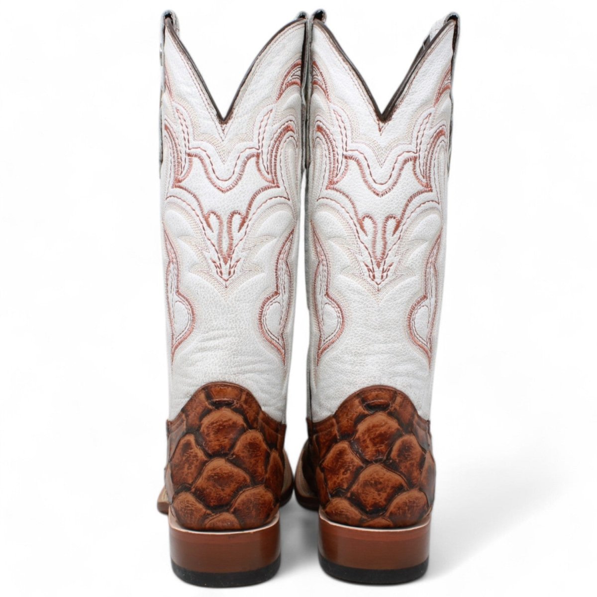 Tanner Mark Women's Pistol Print Monster Fish Square Toe Boots Cognac - 5