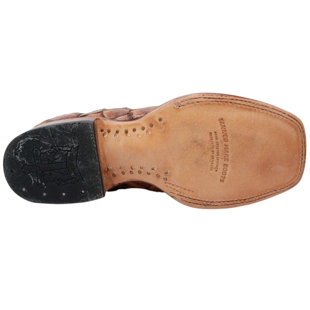 Tanner Mark Women's Pistol Print Monster Fish Square Toe Boots Cognac - 5