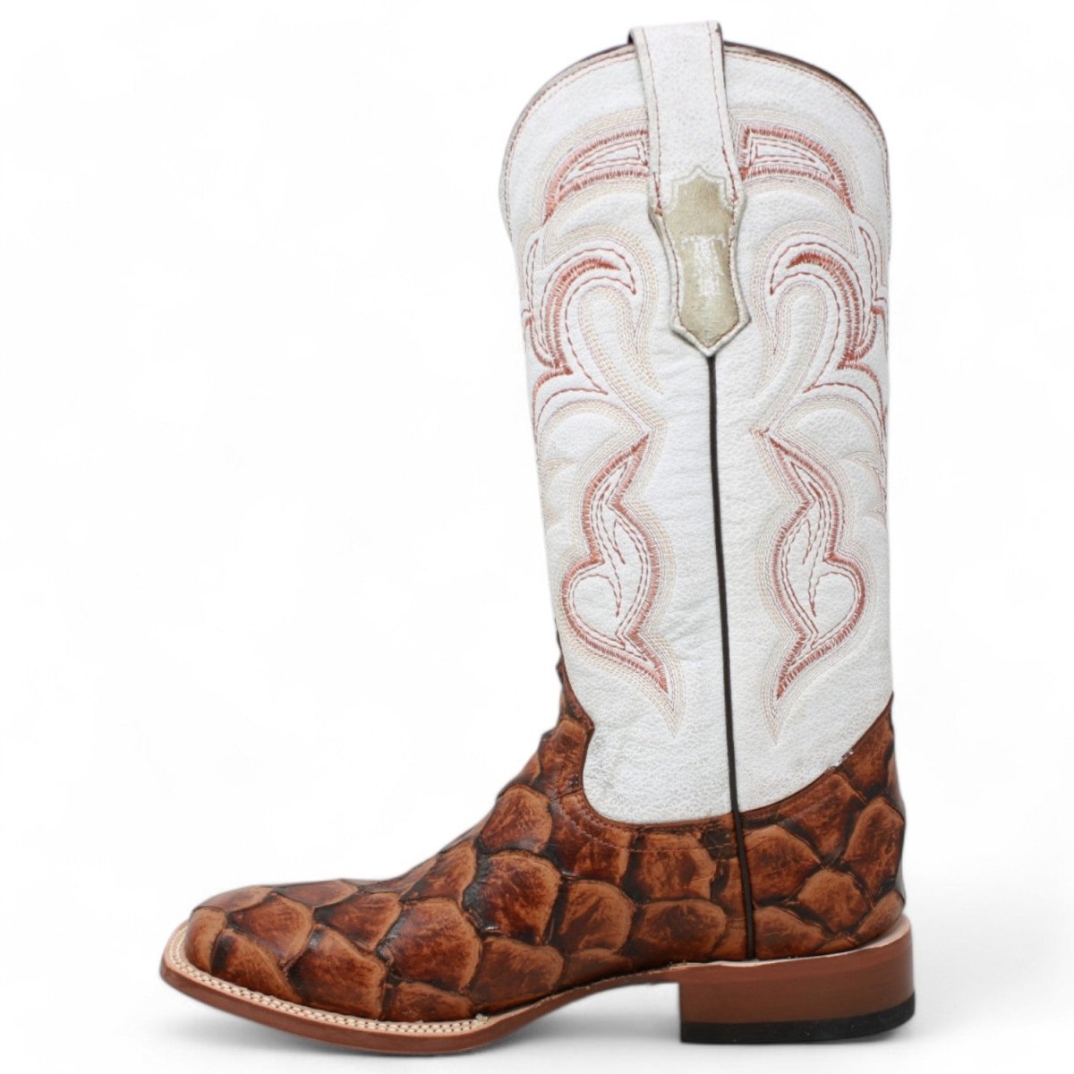 Tanner Mark Women's Pistol Print Monster Fish Square Toe Boots Cognac - 5