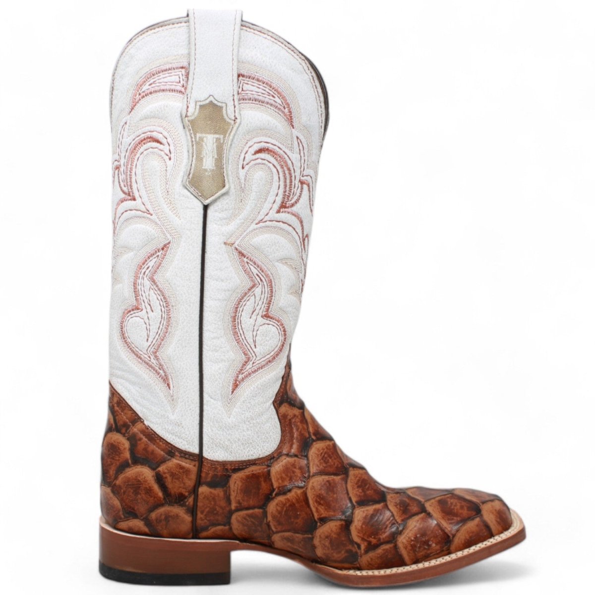 Tanner Mark Women's Pistol Print Monster Fish Square Toe Boots Cognac - 5
