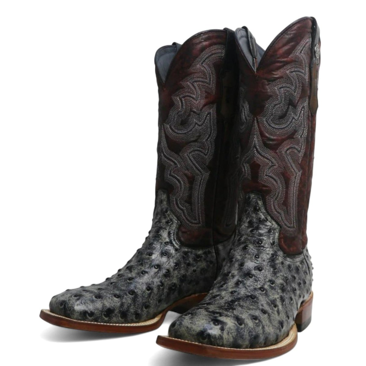 Tanner Mark Women's 'Rita Ballou' Ostrich Print Square Toe Boots Black - 5
