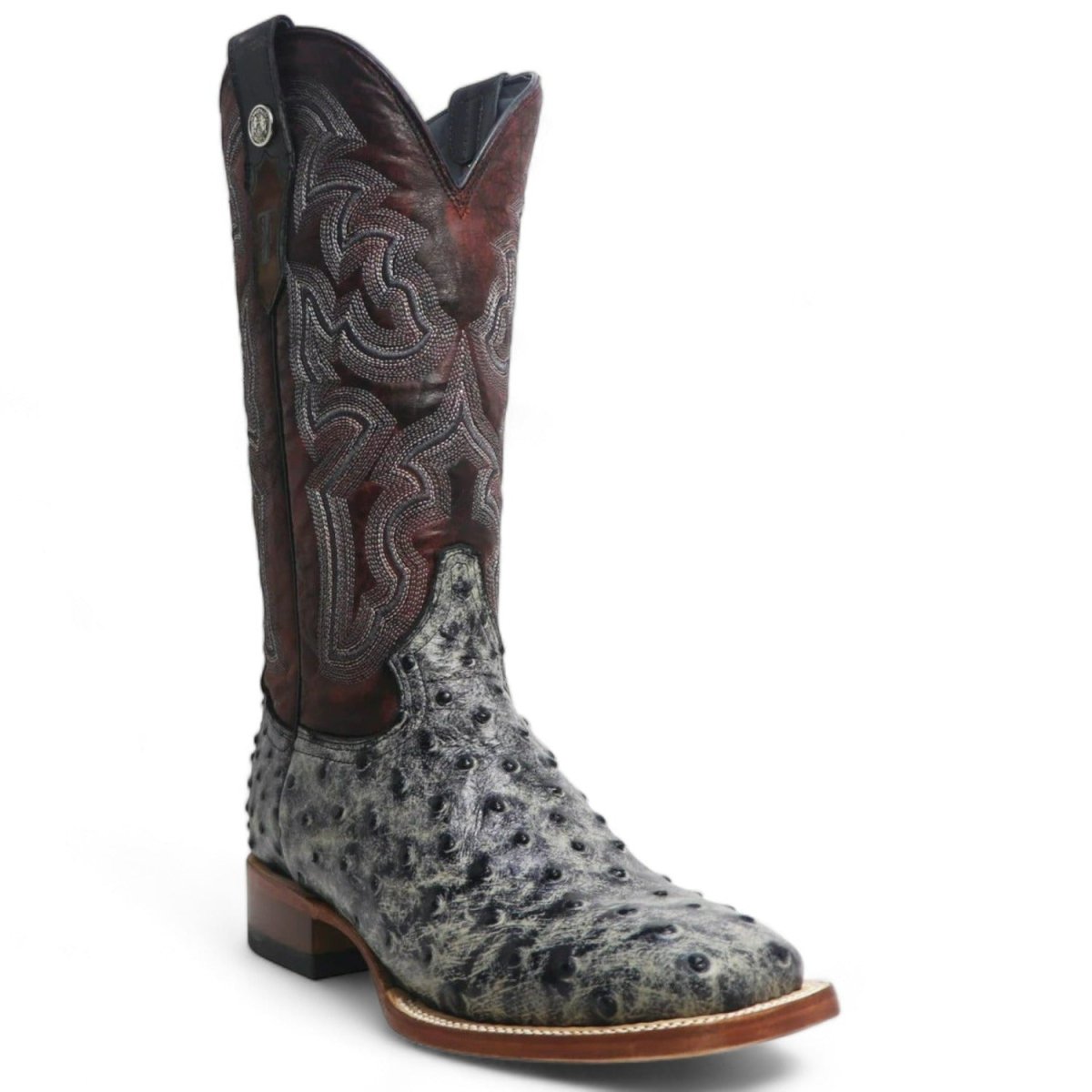 Tanner Mark Women's 'Rita Ballou' Ostrich Print Square Toe Boots Black - 5