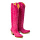 Tanner Mark Women's Snip Toe Fashion Heel Knee High Leather Boots Pink