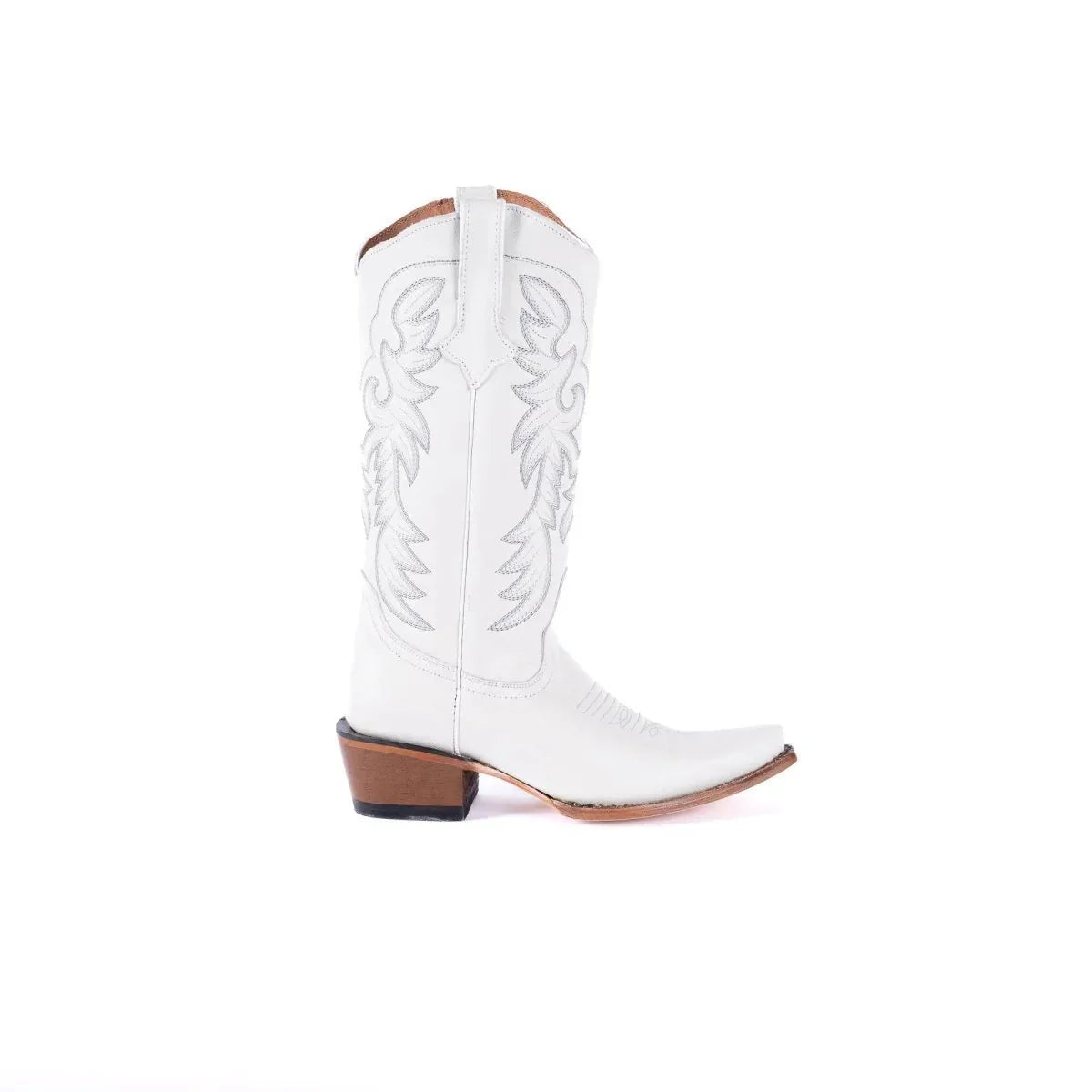 Tanner Mark Women's Snip Toe Leather Boots White Calf - 5