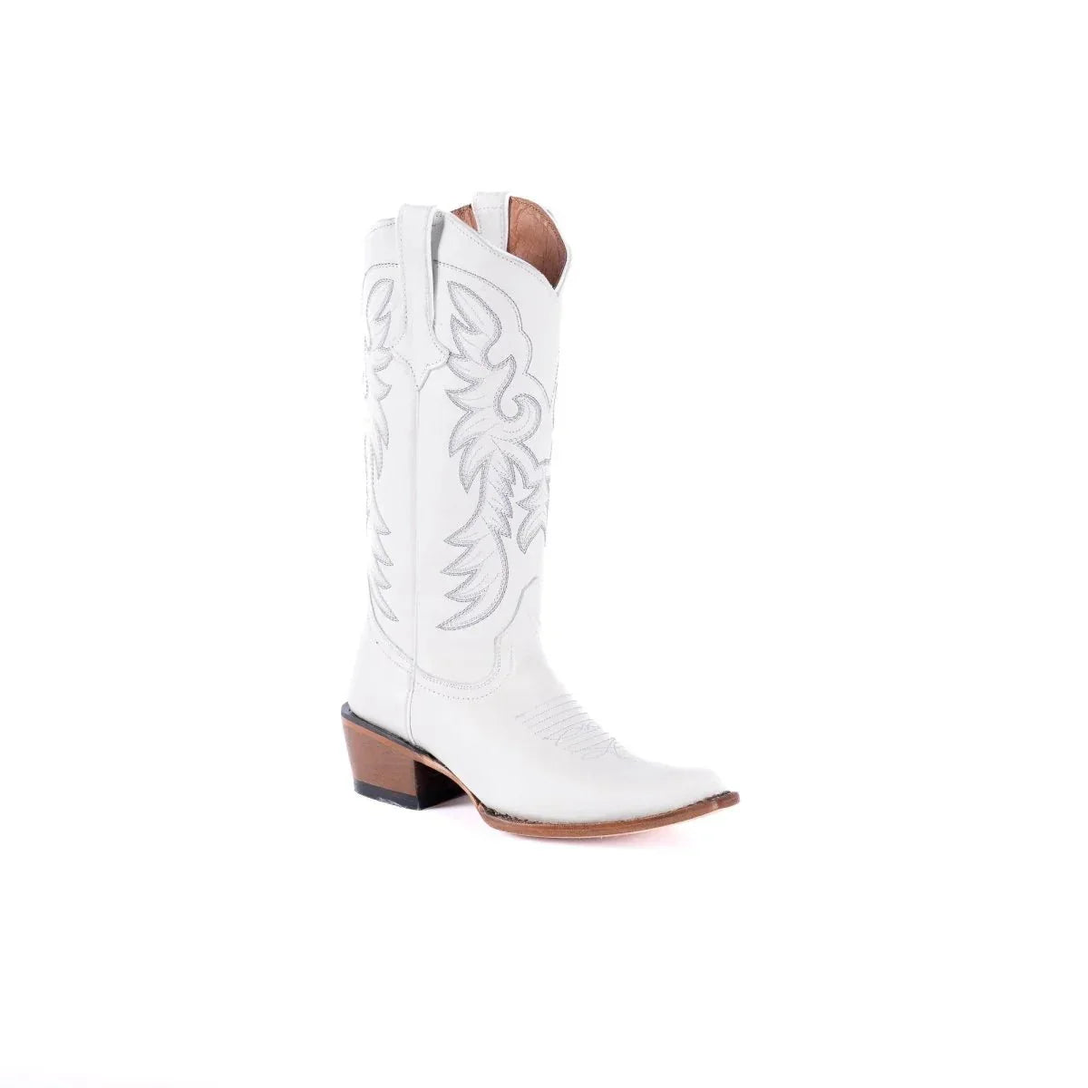 Tanner Mark Women's Snip Toe Leather Boots White Calf - 5