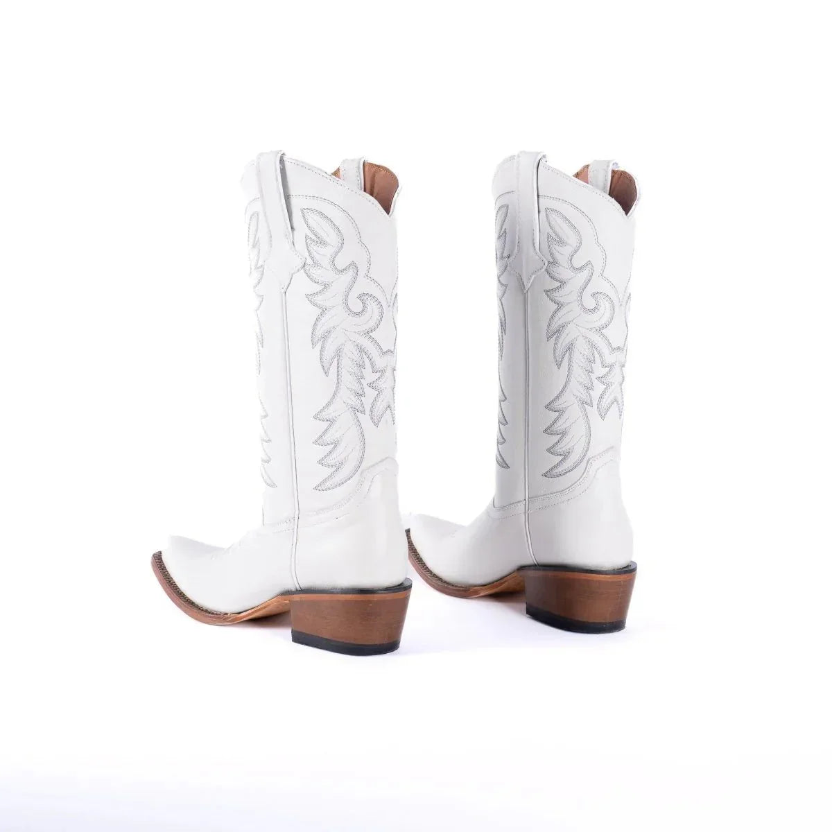 Tanner Mark Women's Snip Toe Leather Boots White Calf - 5