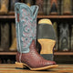 Women's Genuine Full Quill Ostrich Square Toe Boots Gold