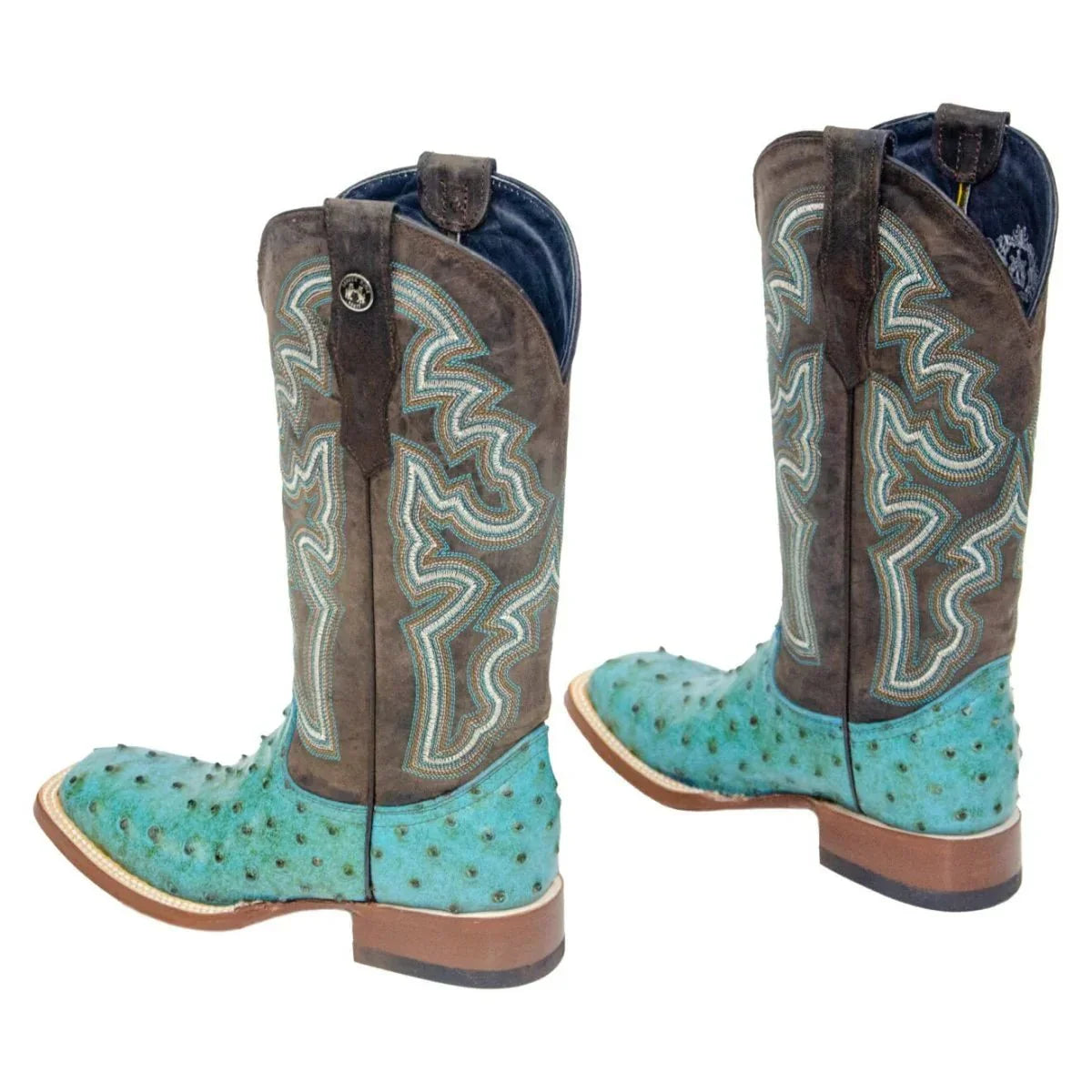 Tanner Mark Women's 'Sweetwater' Ostrich Print Square Toe Boots Turquoise TML207060 - 5