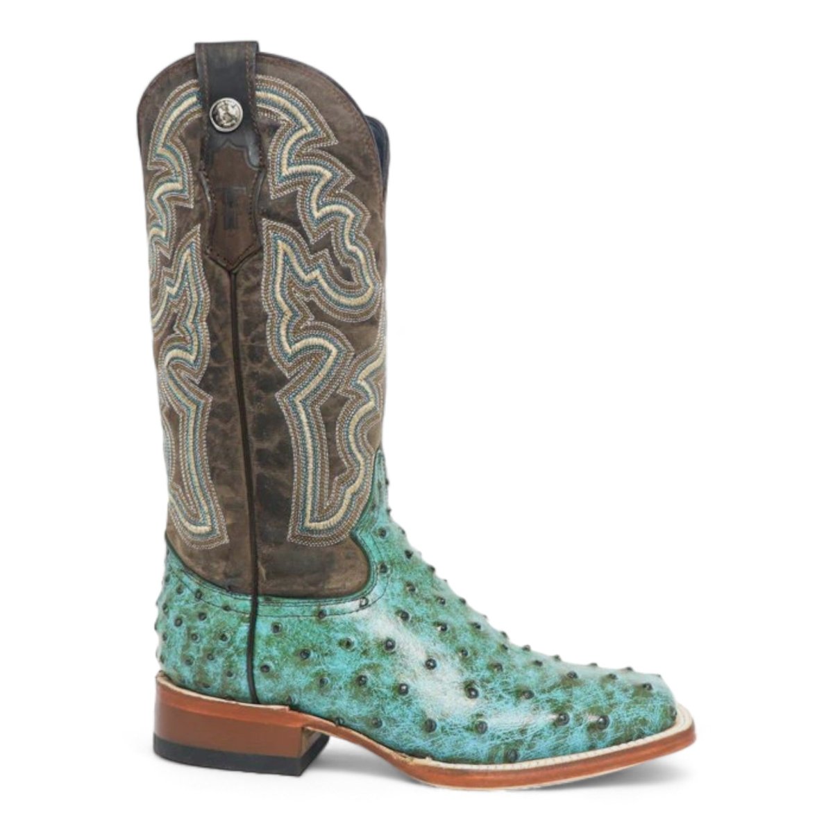 Tanner Mark Women's 'Sweetwater' Ostrich Print Square Toe Boots Turquoise TML207060 - 5