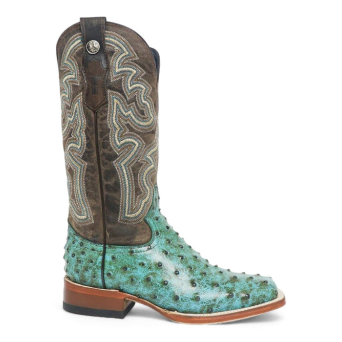 Women's 'Sweetwater' Ostrich Print Square Toe Boots Turquoise - 6