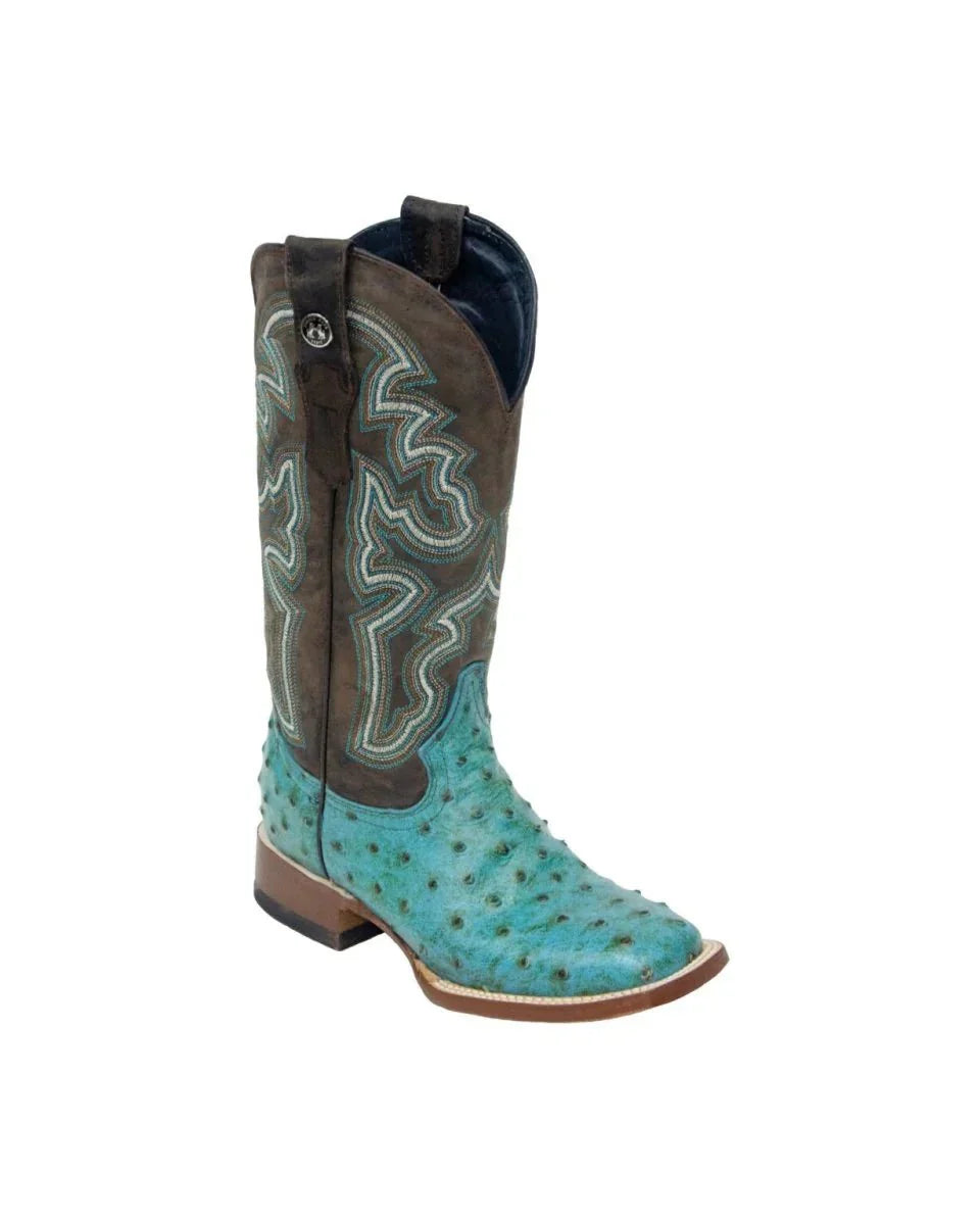 Tanner Mark Women's 'Sweetwater' Ostrich Print Square Toe Boots Turquoise TML207060 - 5
