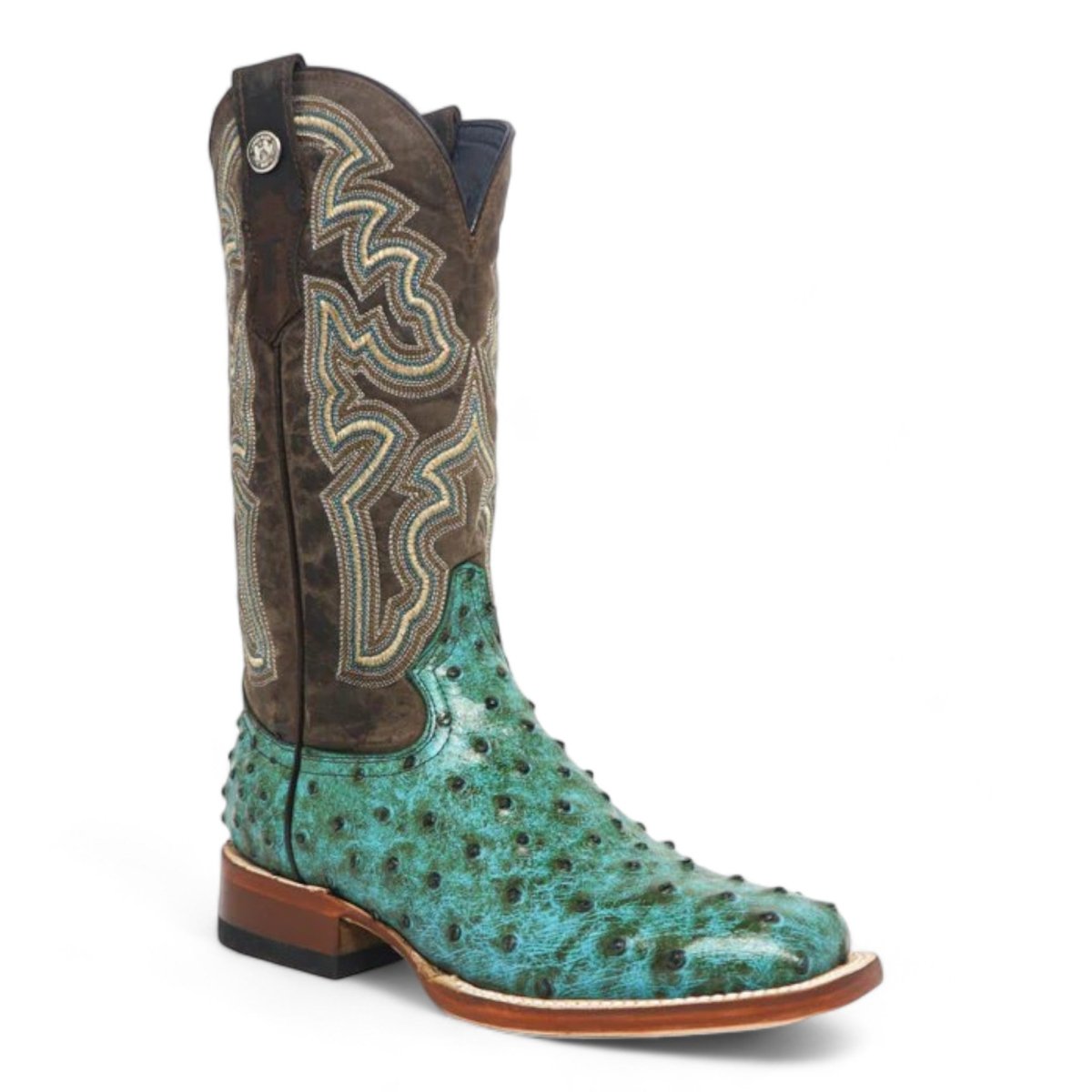 Tanner Mark Women's 'Sweetwater' Ostrich Print Square Toe Boots Turquoise TML207060 - 5