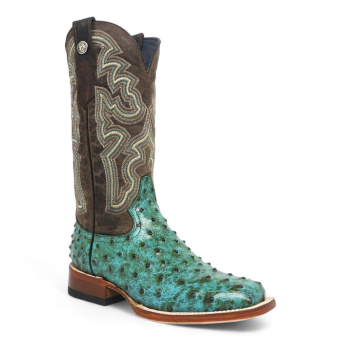 Women's 'Sweetwater' Ostrich Print Square Toe Boots Turquoise - 6