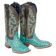 Tanner Mark Women's 'Sweetwater' Ostrich Print Square Toe Boots Turquoise TML207060
