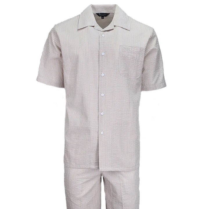 Tan Seersucker 2pc Set