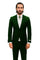 Mens Shiny Blazer - Hunter Green Sateen Vested Suit