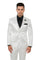 Mens Shiny Blazer - White Sateen Vested Suit