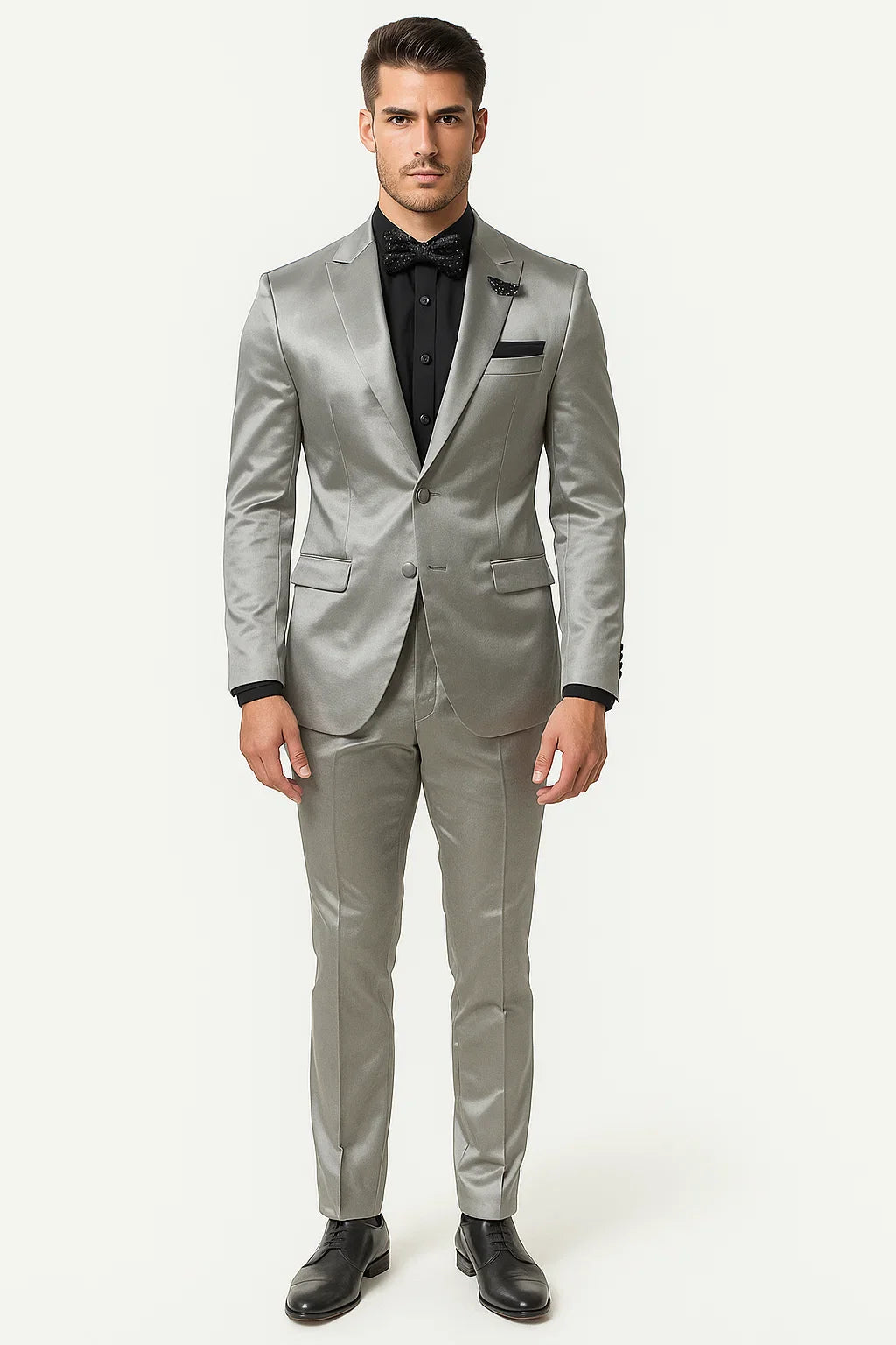 Mens Shiny Blazer - Off-White Sateen Vested Suit - 36 Short