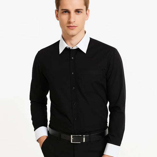 Classic Stylish Fashionable -White Collar Two Toned Contrast white collars Multi-color Men's Dress Shirt