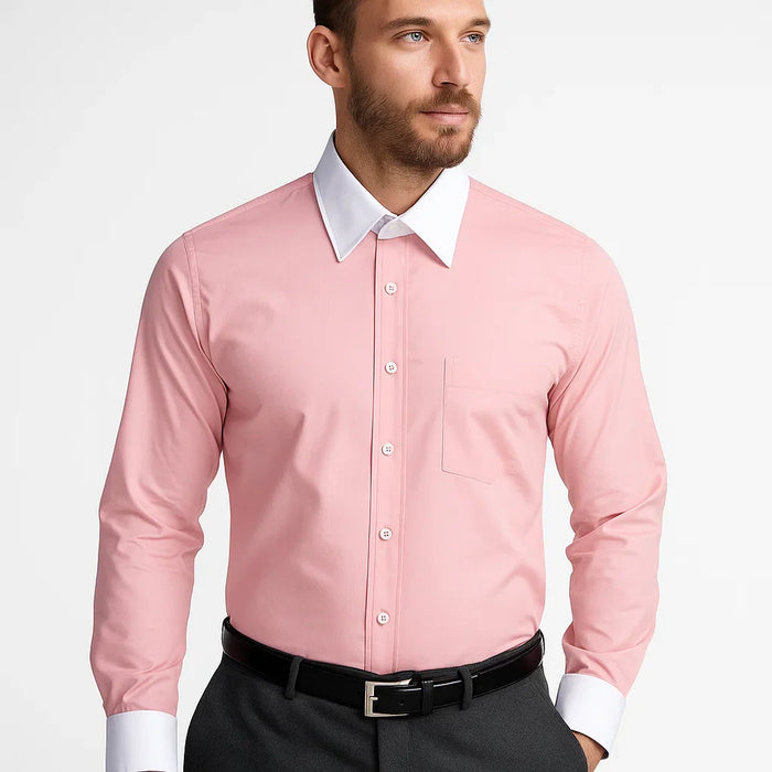 Classic Stylish Fashionable -White Collar Two Toned Contrast white collars Multi-color Men's Dress Shirt