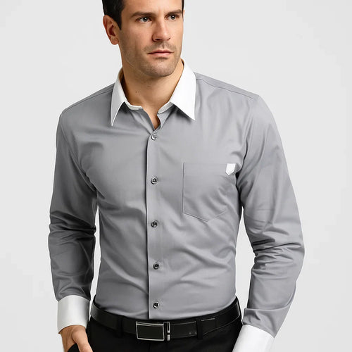 Classic Stylish Fashionable -White Collar Two Toned Contrast white collars Multi-color Men's Dress Shirt