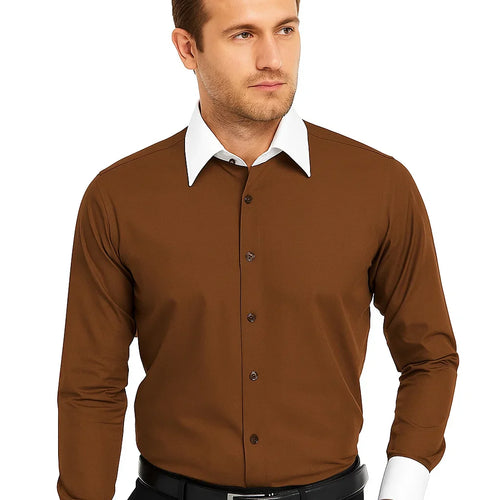 Classic Stylish Fashionable -White Collar Two Toned Contrast white collars Multi-color Men's Dress Shirt