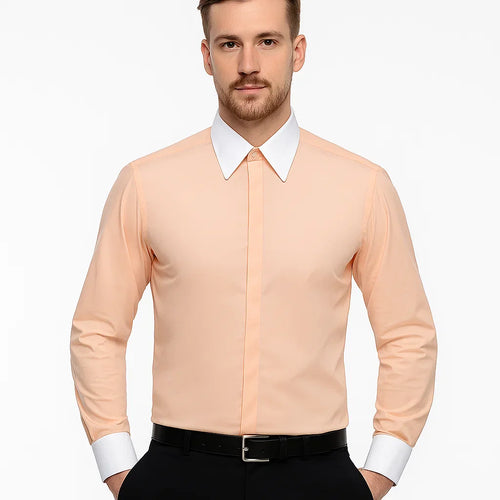 Classic Stylish Fashionable -White Collar Two Toned Contrast white collars Multi-color Men's Dress Shirt