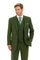 "Olive Windowpane Plaid Men's Double Breasted 2-Button Vest Suit"