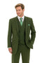 "Olive Windowpane Plaid Men's Double Breasted 2-Button Vest Suit"