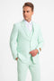 Kentucky Derby Seersucker Suits For Men - Big and Tall Seersucker Suit Mens Vested Summer Seersucker Suit in Green Pinstripe