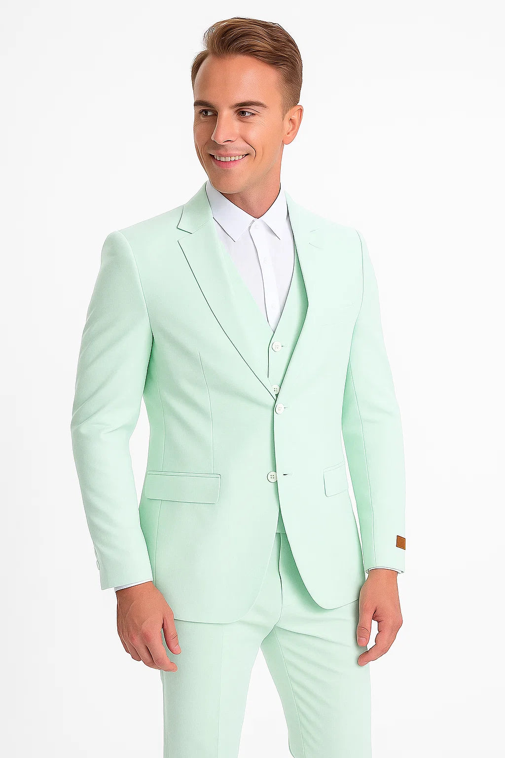 Kentucky Derby Seersucker Suits For Men - Big and Tall Seersucker Suit Mens Vested Summer Seersucker Suit in Green Pinstripe - 38 Regular