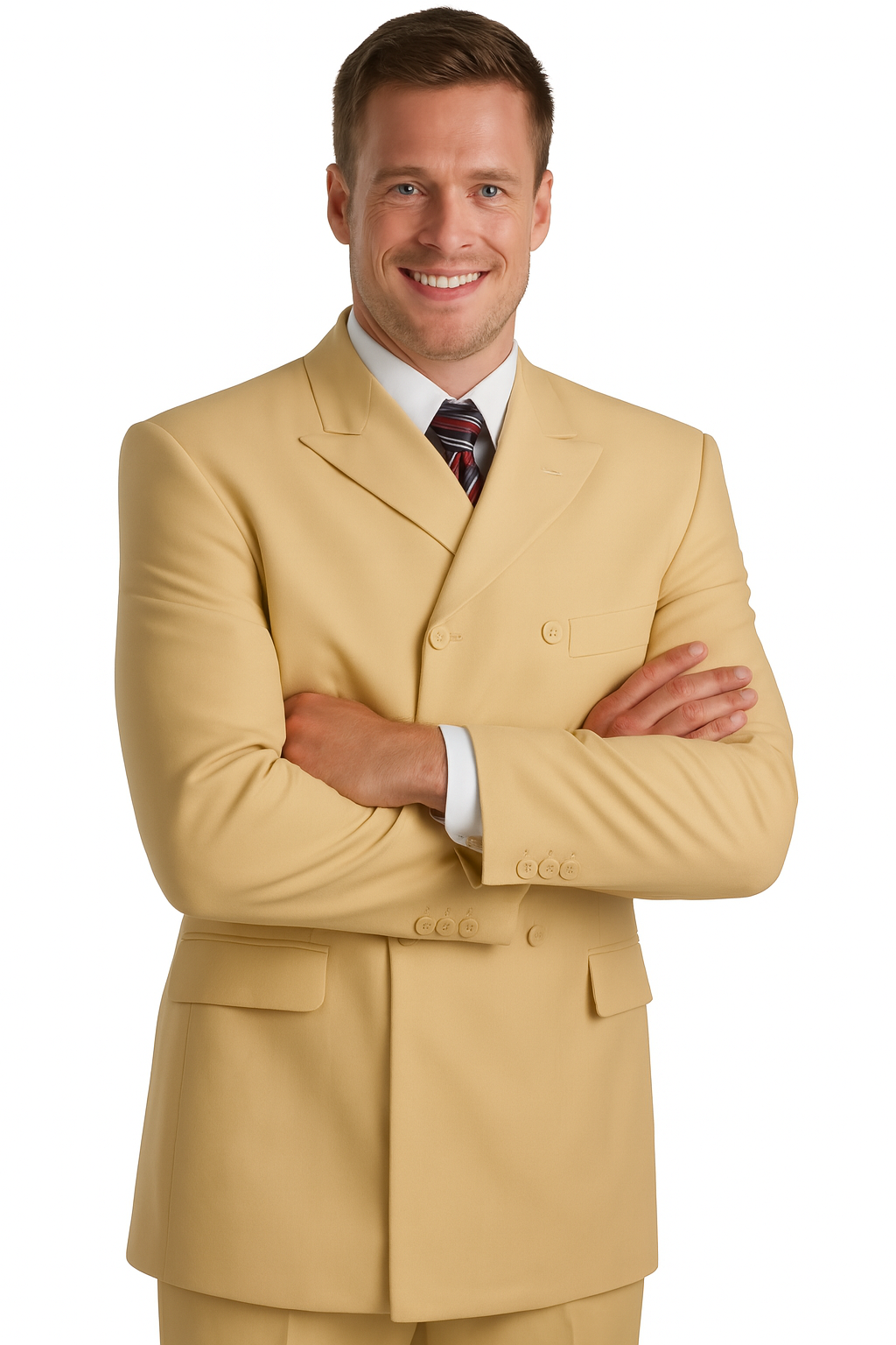 Canto 8-Button Double Breasted Men's 3-Piece Fashion Suit - 38 Short Jacket+32 Waist Adjustable 28to34)(Height: 5 4 to5 7 )(Neck  15-16.5)S-M)