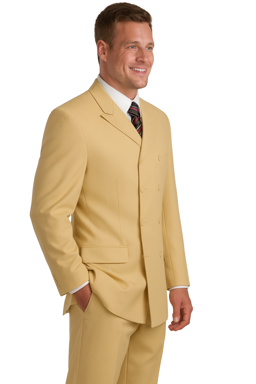 Canto 8-Button Double Breasted Men's 3-Piece Fashion Suit - 38 Short Jacket+32 Waist Adjustable 28to34)(Height: 5 4 to5 7 )(Neck  15-16.5)S-M)