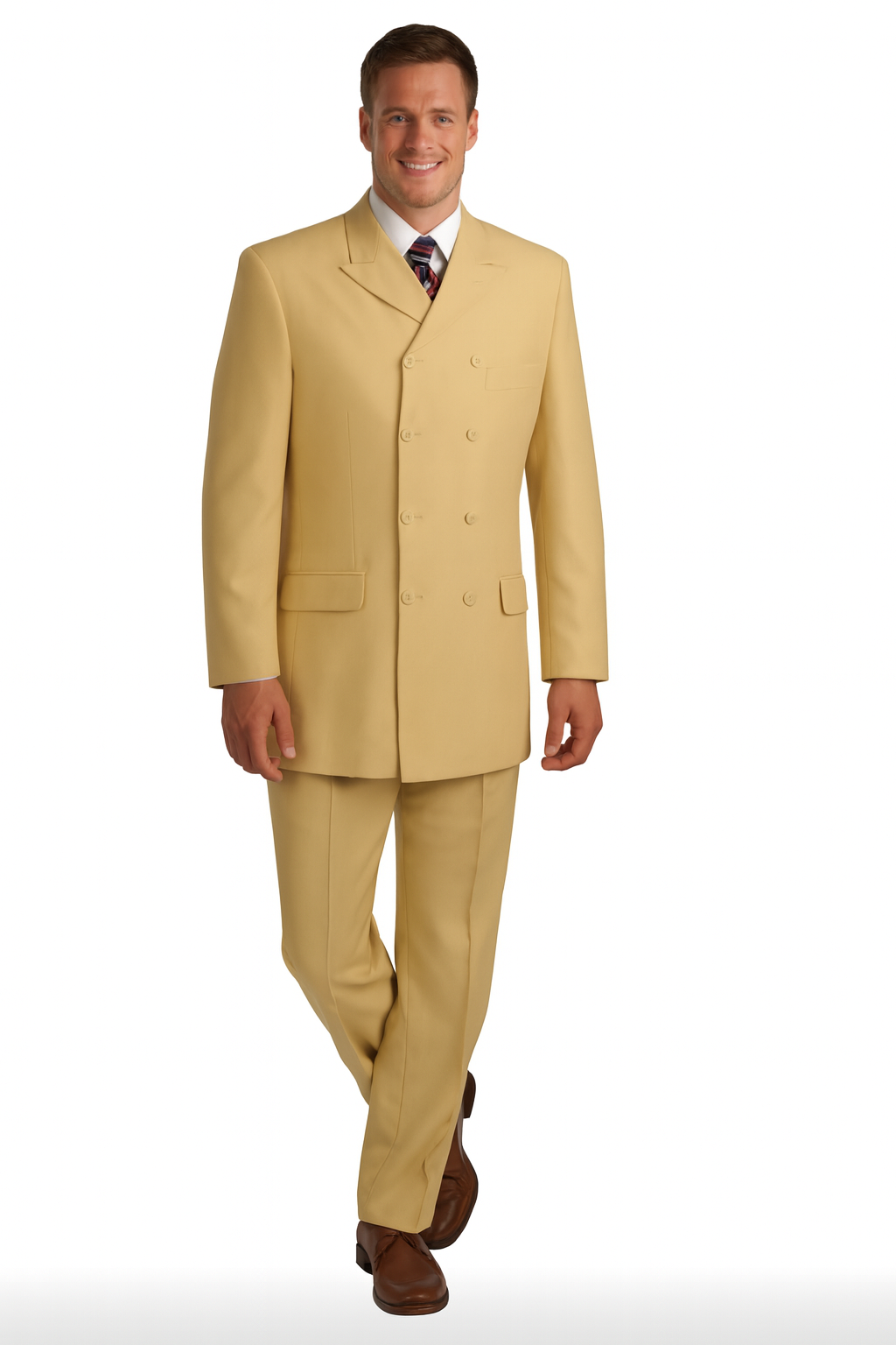 Canto 8-Button Double Breasted Men's 3-Piece Fashion Suit - 38 Short Jacket+32 Waist Adjustable 28to34)(Height: 5 4 to5 7 )(Neck  15-16.5)S-M)