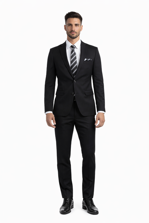 Tazio Men's 2pc Skinny-Fit Suit in black - Bold Colors