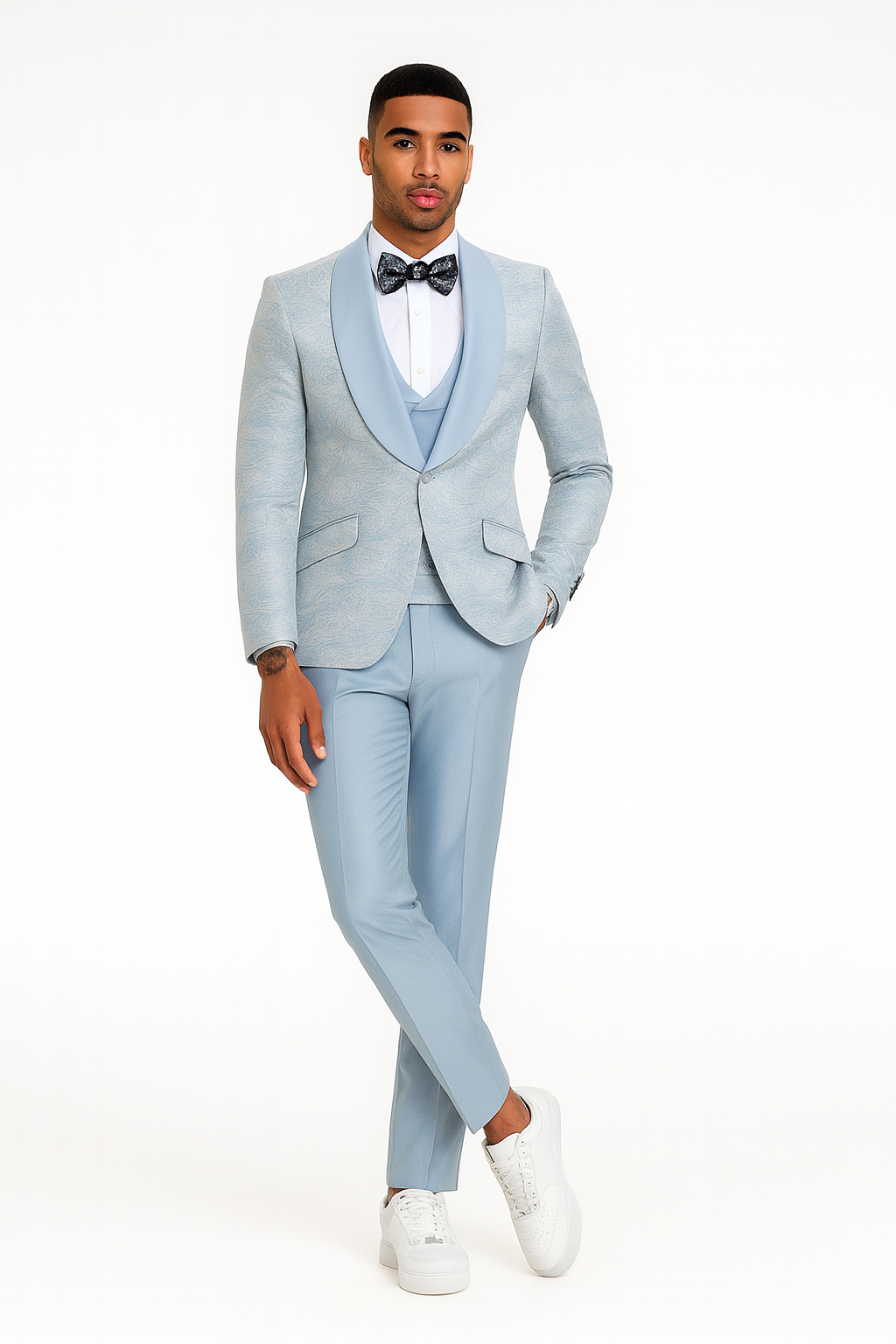 2026 Prom 2026 Special Blue Tuxedo Suit w/ Double-Breasted Vest by Tazzio