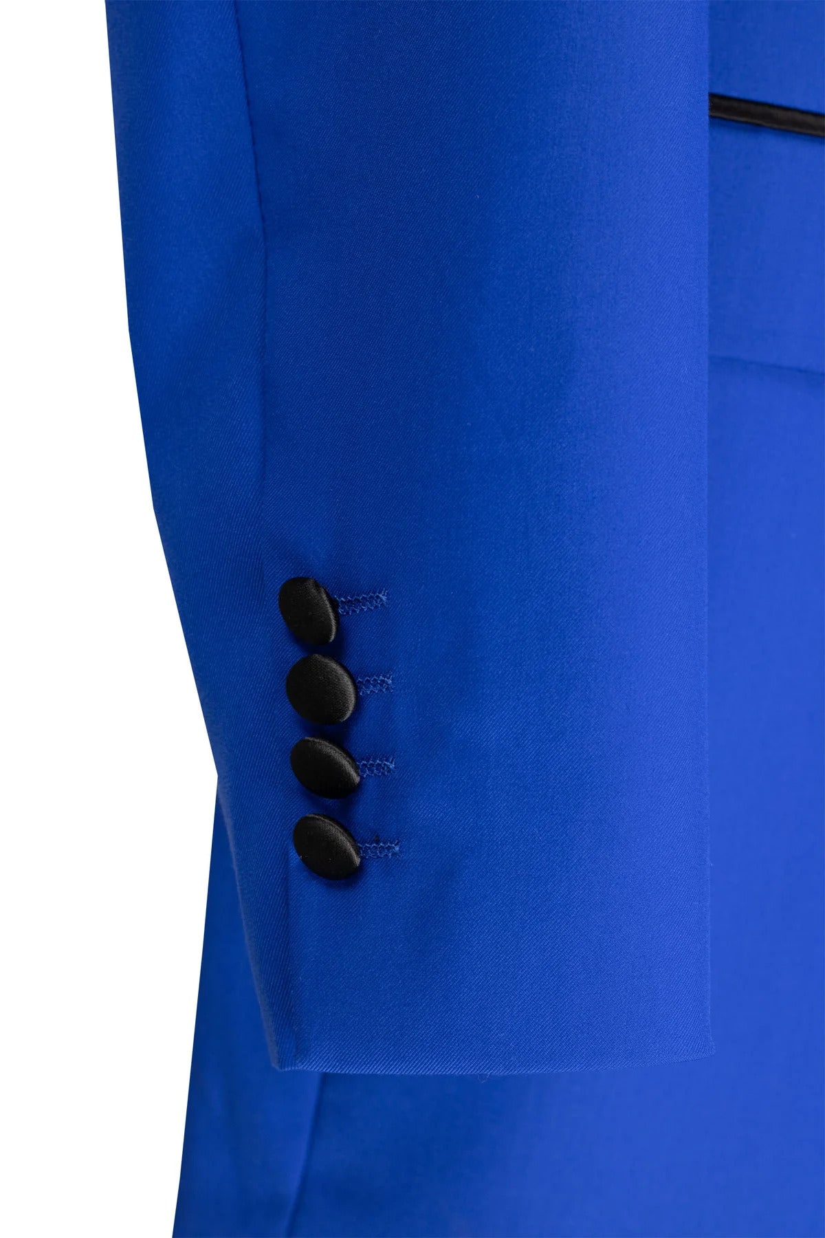 Mens Regular Fit Double Breasted Tuxedo with Satin Lapel and Bow Tie - Royal Blue - 34 Short or Extra Small