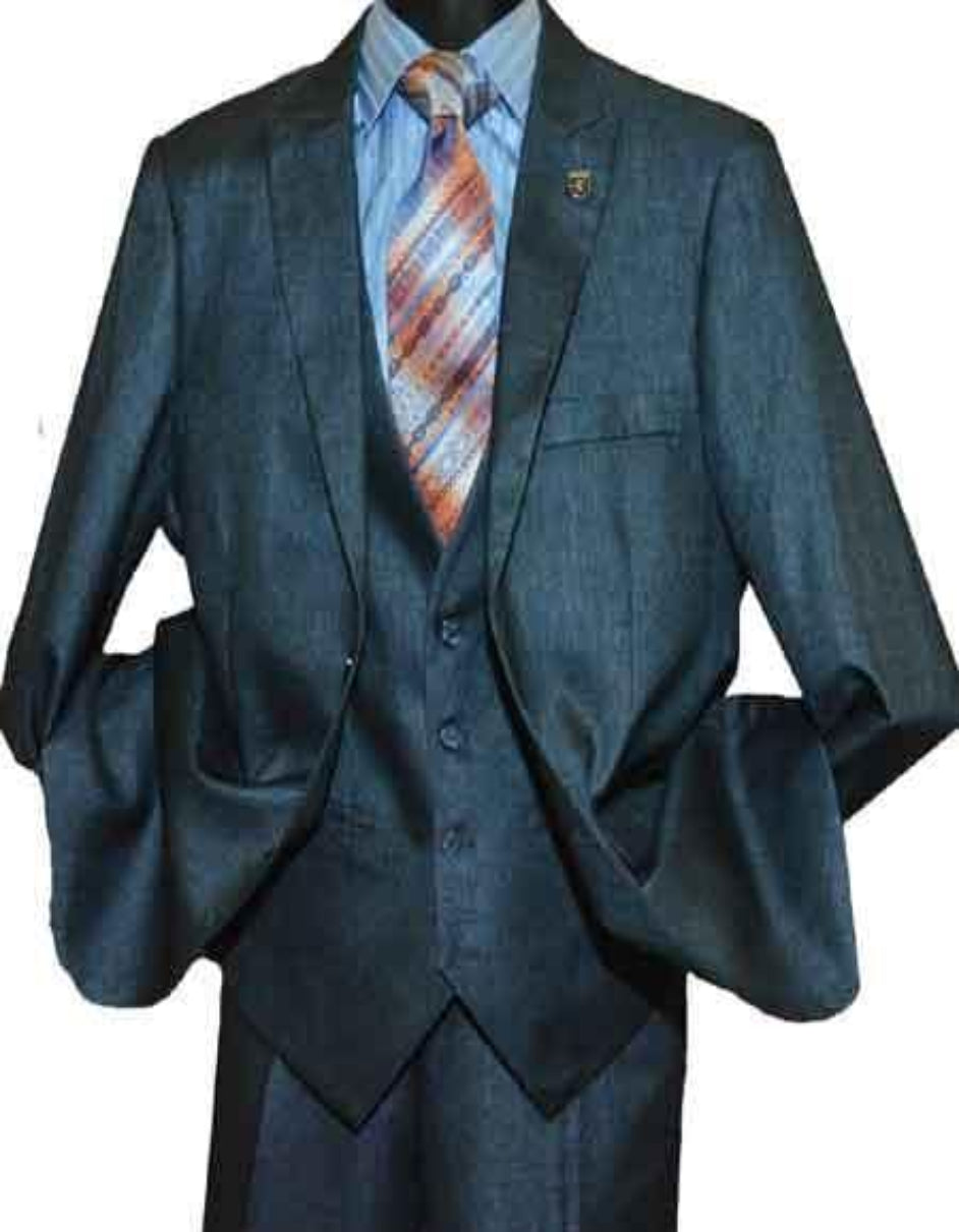 Teal Groomsmen Suits - 4 Button Vest Suit - 38 Regular - 32 Waist