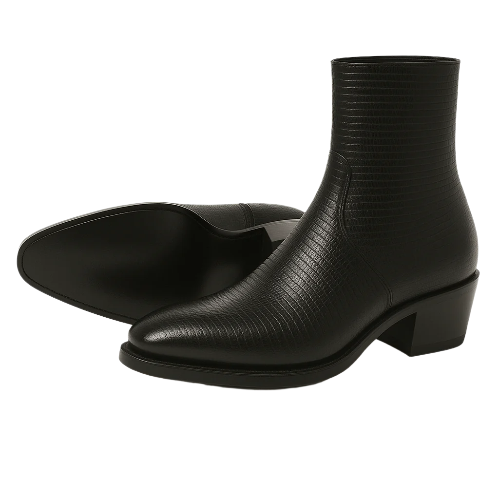 Mens Dress Ankle Boots Los Altos Boots Short Cowboy Boot - Western Ankle Boots Exotic Skin + Black + Skin Type - US 8.0 Standard/D/ Medium / Eu:41-42