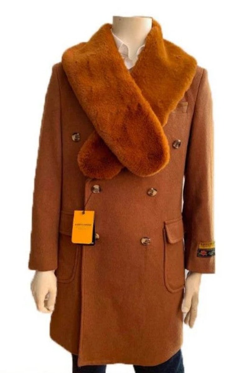 Mens Mid-Length Coats - 3/4 Length Mens Coat - Camel Wool Car Coats