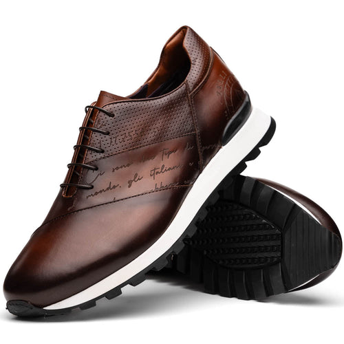 Zelli Testo Burnished Italian Calfskin Dress Sneakers in Brown